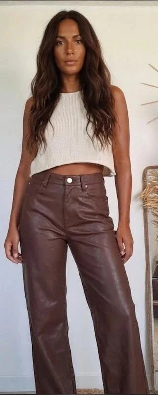 Pantalon large simili cuir